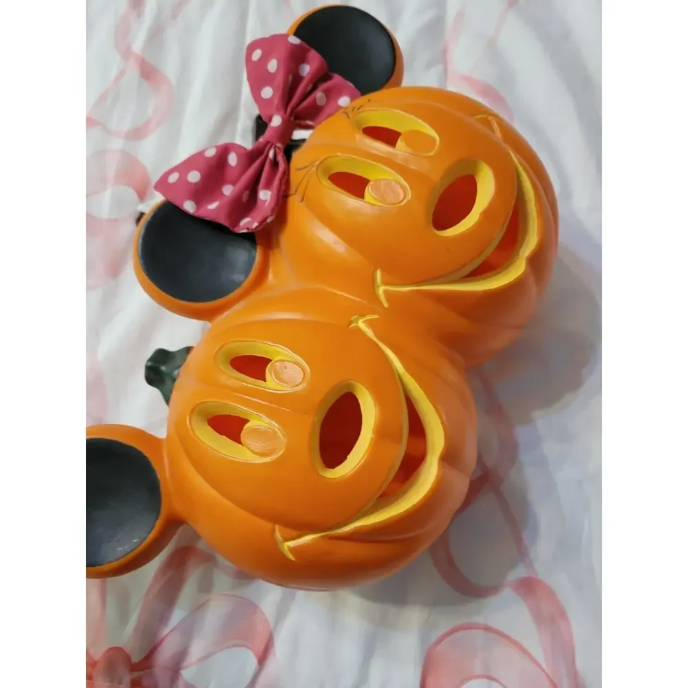 Mickey and Minnie Mouse Halloween Jack-O-Lantern Pumpkin Blow Mold w/ Light Cord